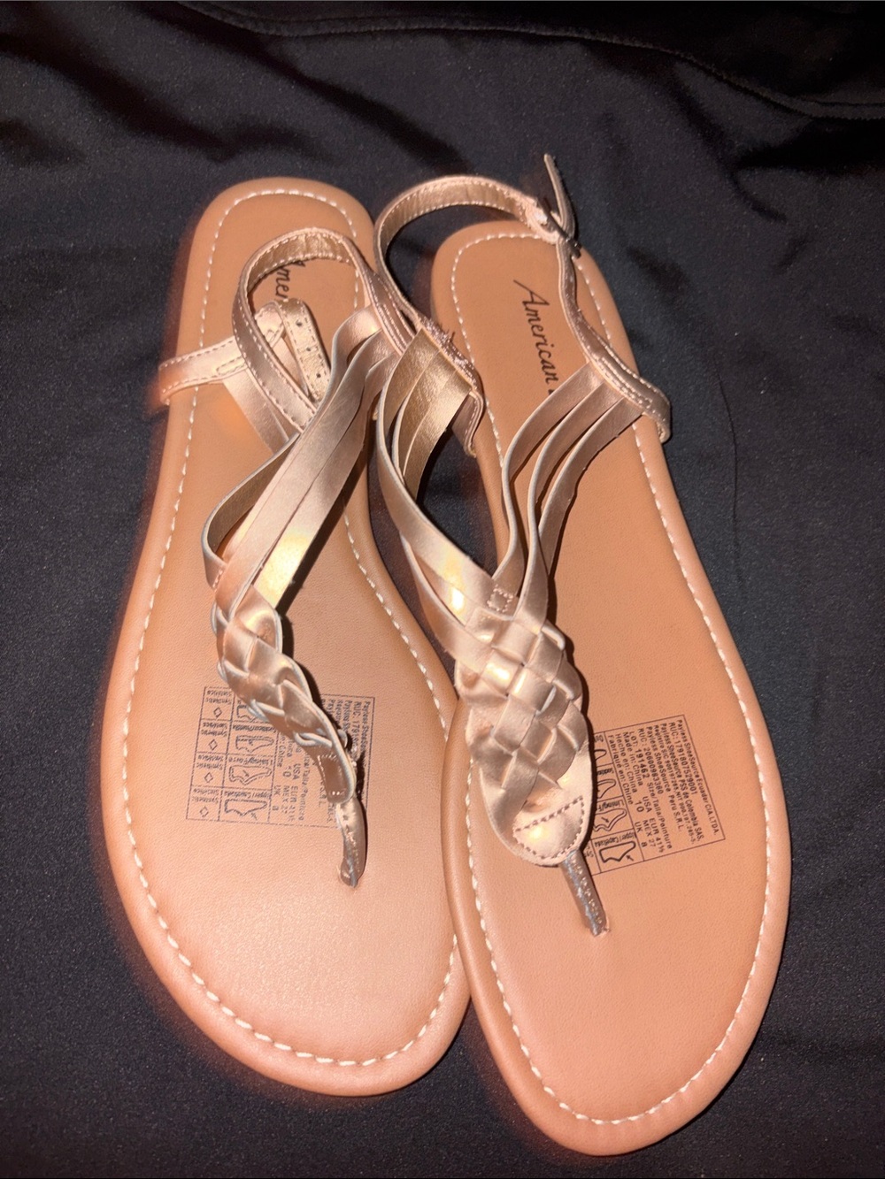 American Eagle Outfitters Braided Metallic Gold Slingback Sandals - Gold